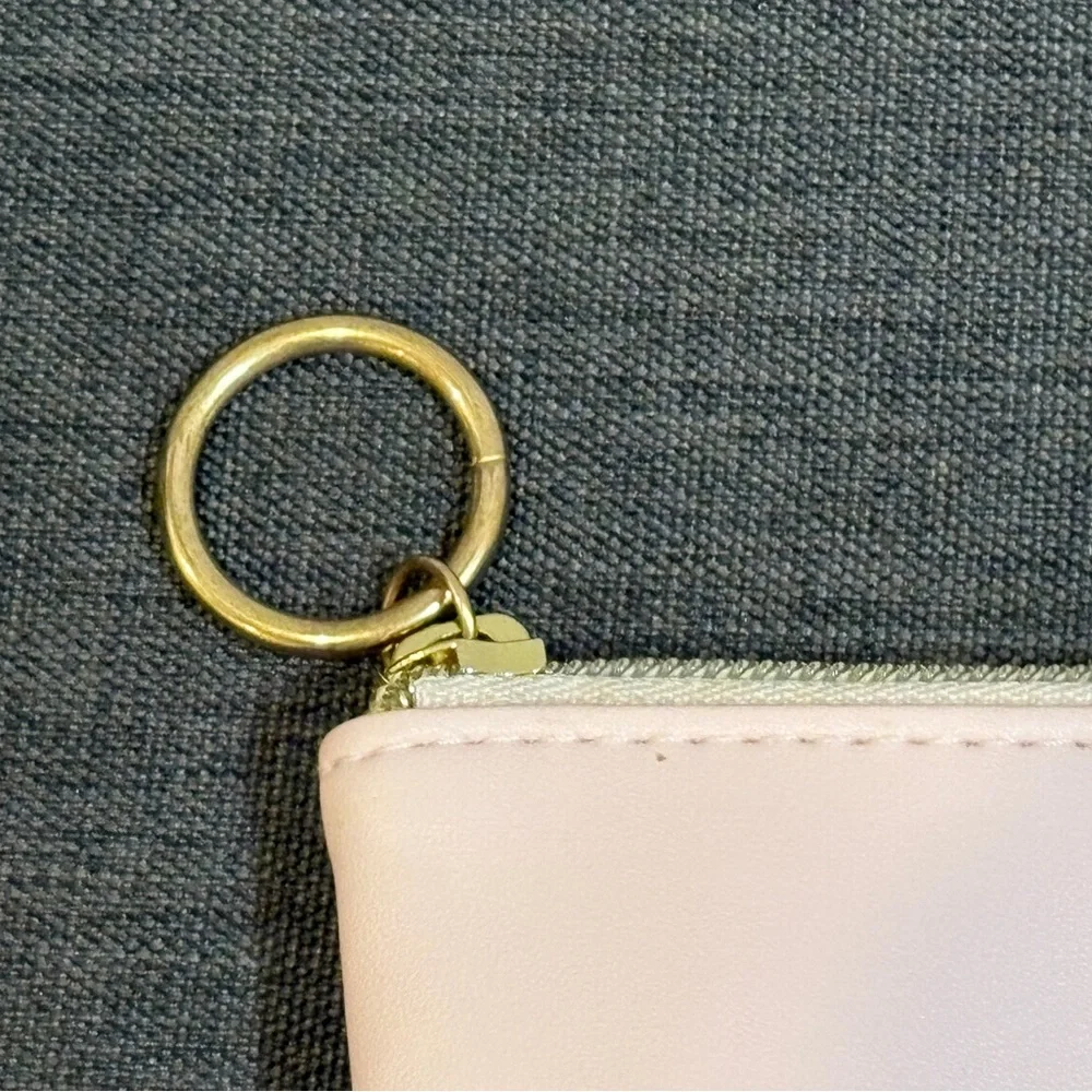 Pink Bride Makeup Bag or Clutch with Gold Accents